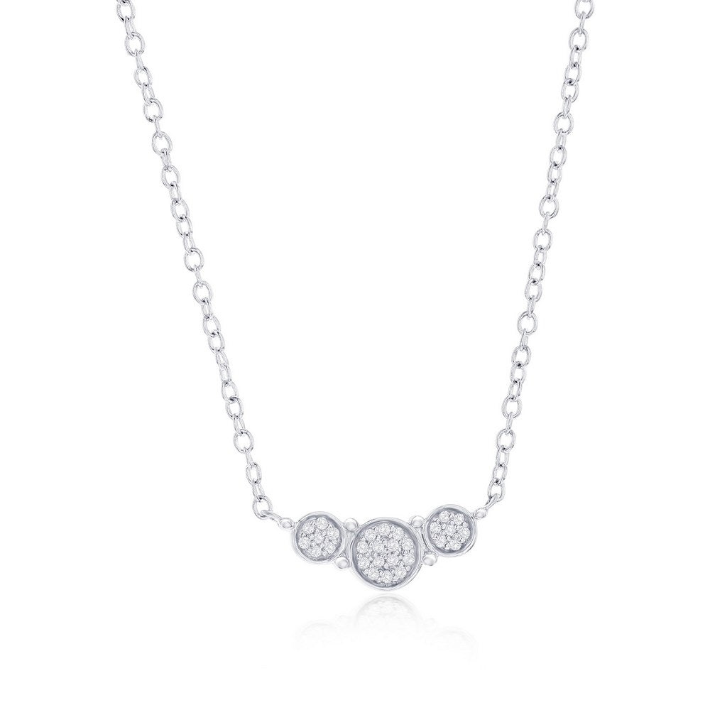 Dim-7513 Classic Ss Triple Round Diamond Necklace (28 Stones) – Wesley 