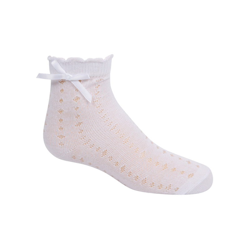 1206 ZUBII TEXTURED DOT BOW ANKLE SOCK