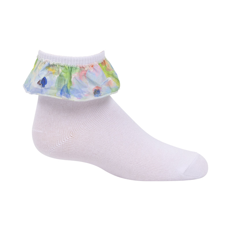 1218 ZUBII PRINT RUFFLE ANKLE SOCK