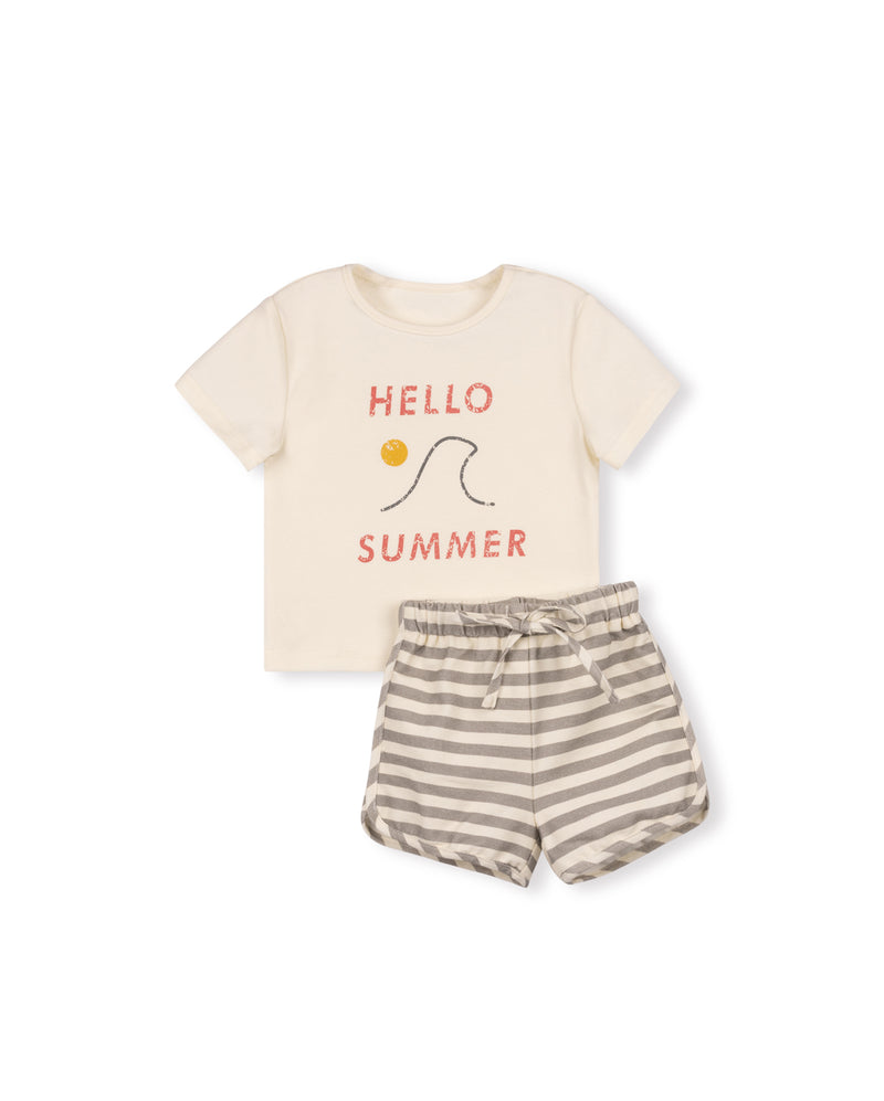 C-19070 PHIL & PHOEBE SPIN HELLOW SUMER TEE/SHORTS SET