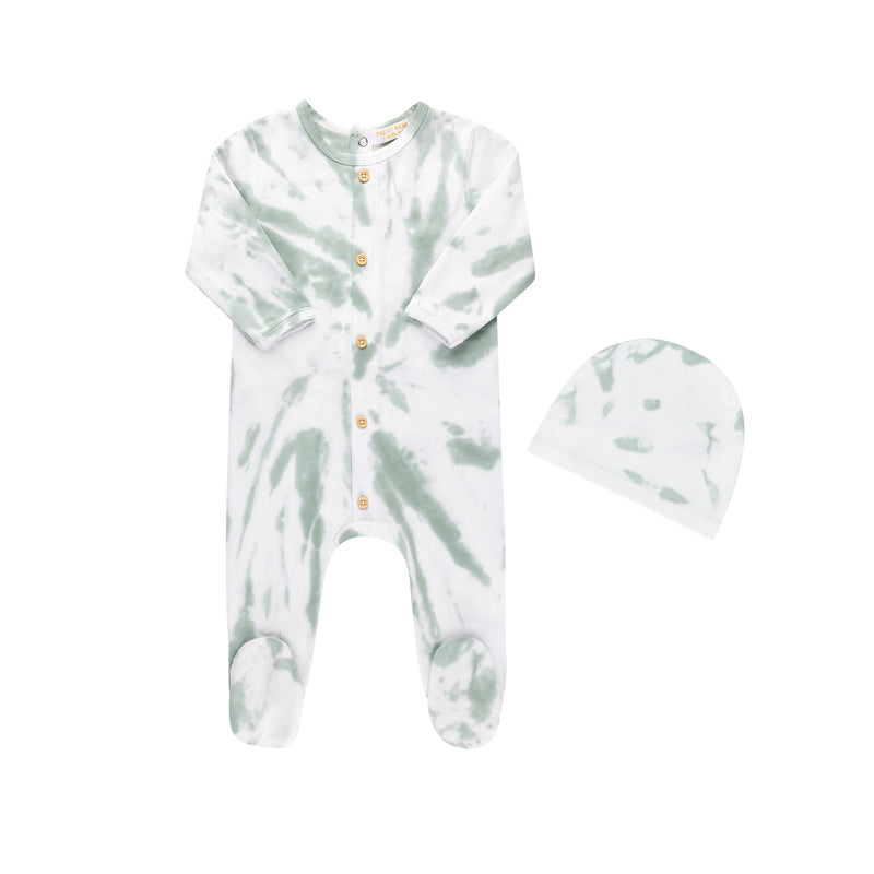 TRICOT BEBE TIE DYE FOOTIE + BEANIE