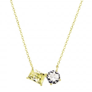 9N133 DLUX GP SS CANARY/WHITE CZ NECKLACE 16"