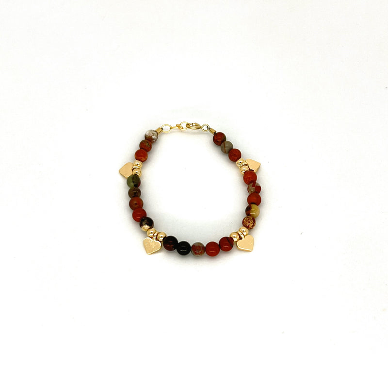 GF-HG3 MLJ GEMSTONE GOLD HEART BRACELET