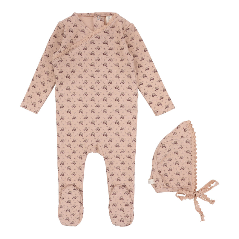 LILETTE DOTTY FLORETTE FOOTIE + BONNET