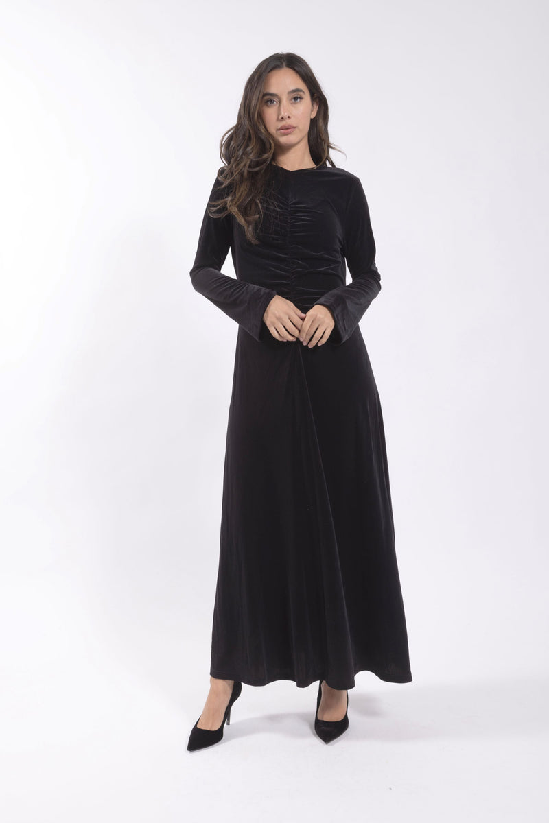 M458 MONN VELVET RUCHED DRESS