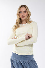 M523 MONN STRIPE RUCHED SIDE TEE