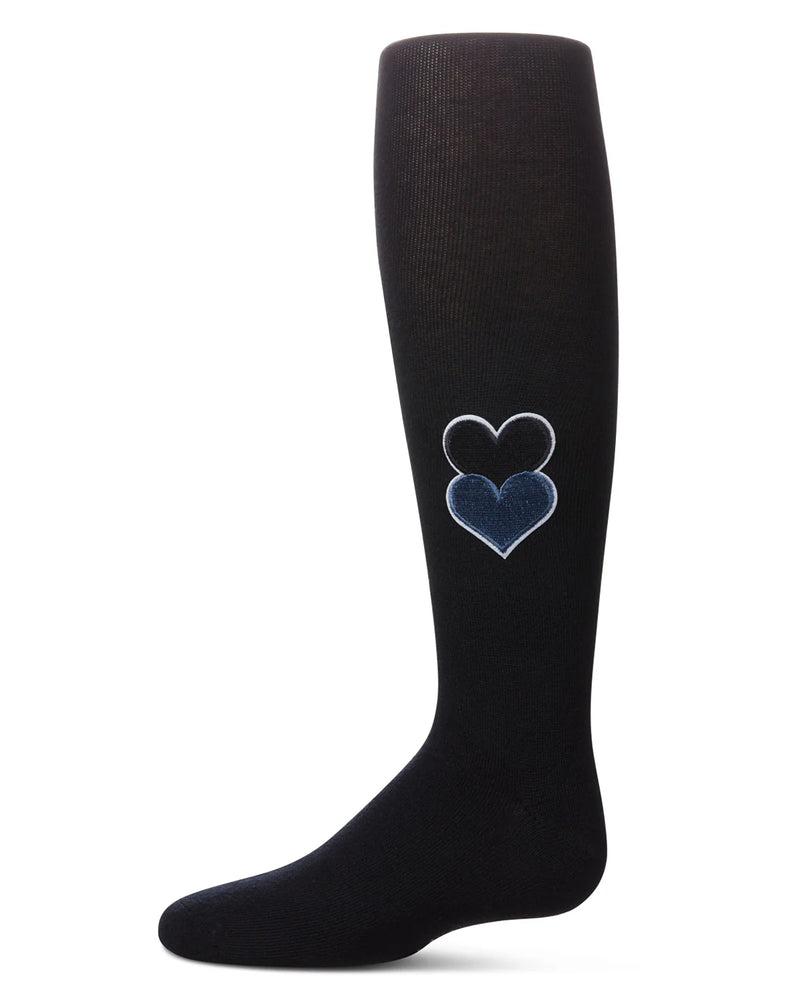 MKF-12203 MEMOI DOUBLE PATCH HEART COTTON TIGHTS