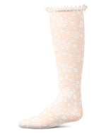 MKF-2011 MEMOI FLORAL LACE KNEE HIGH