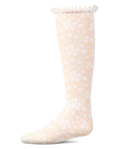 MKF-2011 MEMOI FLORAL LACE KNEE HIGH