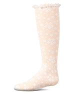 MKF-2011 MEMOI FLORAL LACE KNEE HIGH