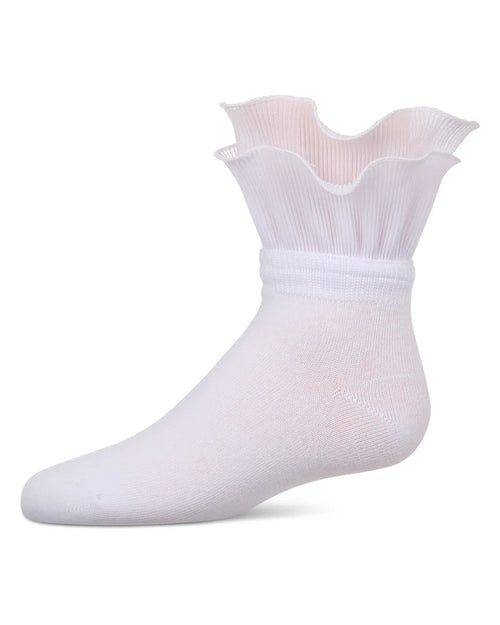 MKF-6077 MEMOI DUAL LAYER RUFFLE ANKLE SOCK