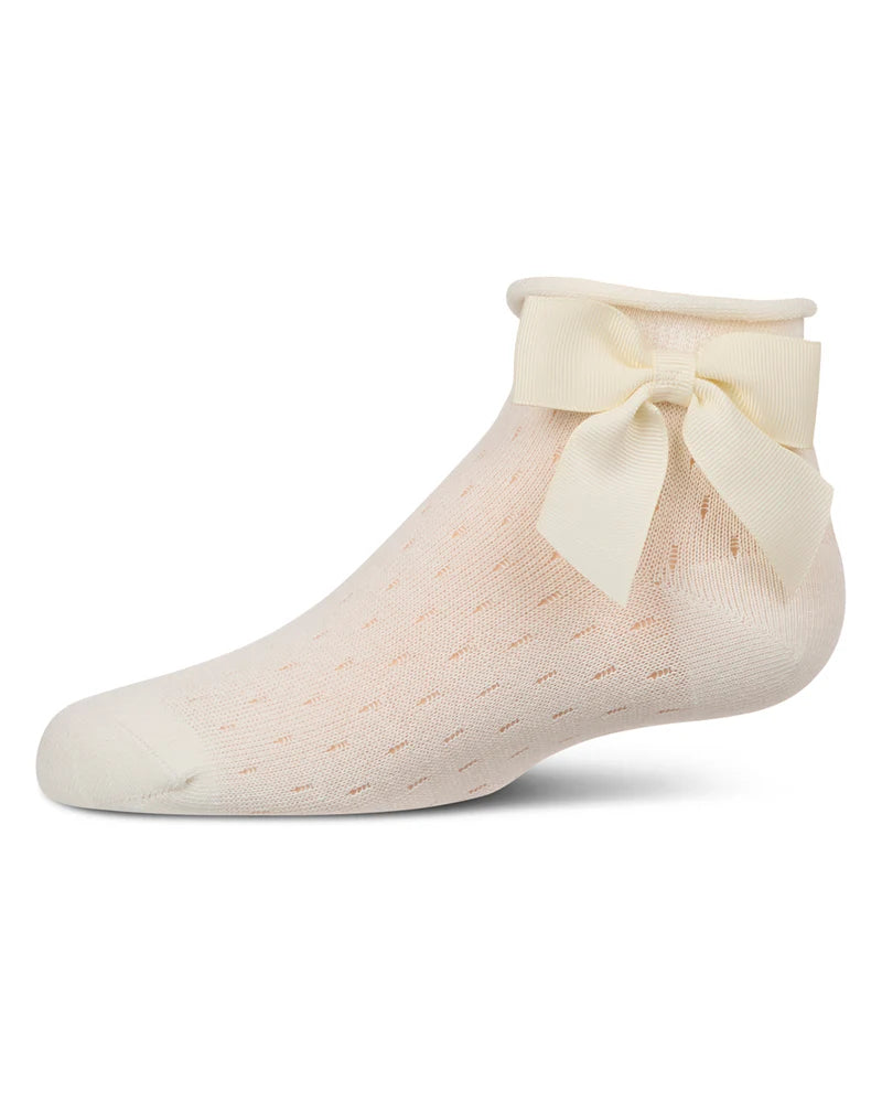 MKF-6081 MEMOI DROP STITCH SCALLOP ANKLE SOCK