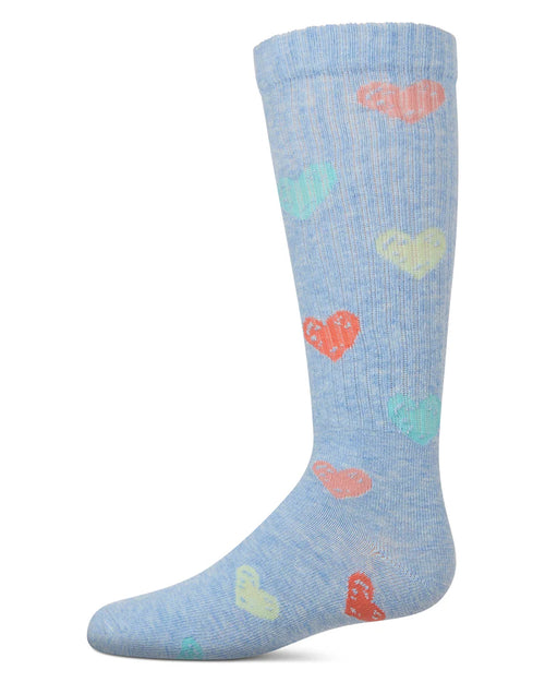 MKF-7167 MEMOI MULTI GRAFFITI HEART KNEE HIGH