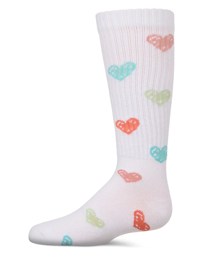 MKF-7167 MEMOI MULTI GRAFFITI HEART KNEE HIGH