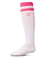 MKF-7176 MEMOI CHECKERED HEART KNEE HIGH