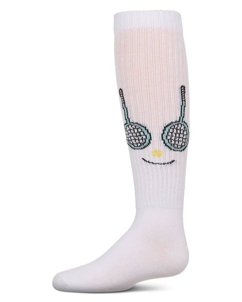 MKF-7188 MEMOI TENNIS SMILEY FACE KNEE HIGH