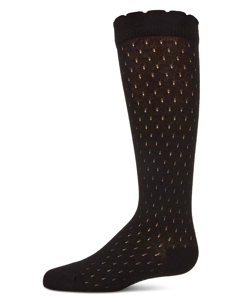 MKF-7190 MEMOI DROP STITCH SCALLOP KNEE HIGH