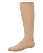 MKF-7190 MEMOI DROP STITCH SCALLOP KNEE HIGH