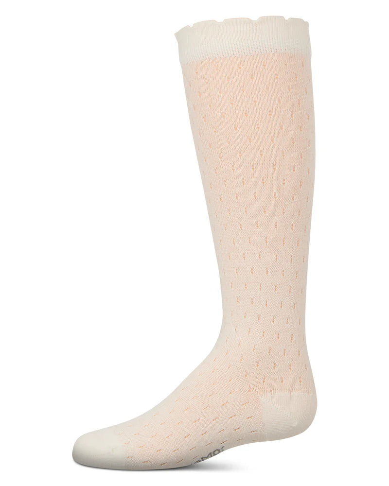 MKF-7190 MEMOI DROP STITCH SCALLOP KNEE HIGH