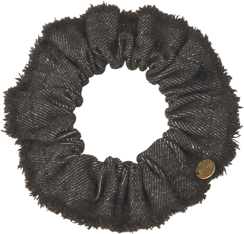 P6801 CHERIE DENIM FRINGE NARROW SCRUNCHY