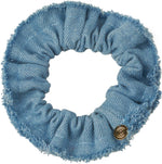 P6801 CHERIE DENIM FRINGE NARROW SCRUNCHY