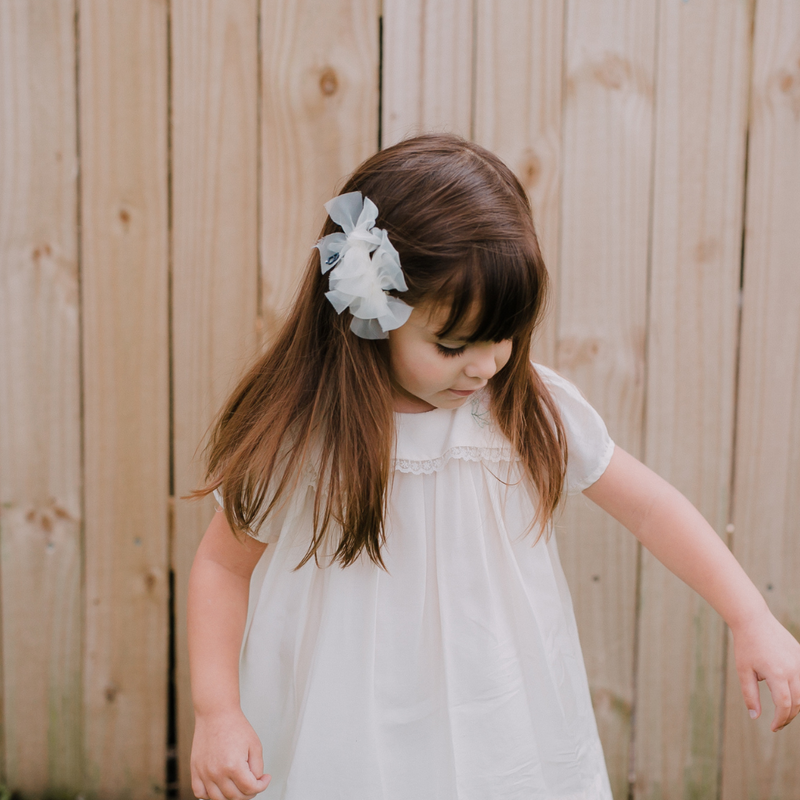 BANDEAU SHEER GATHERED BOW CLIP