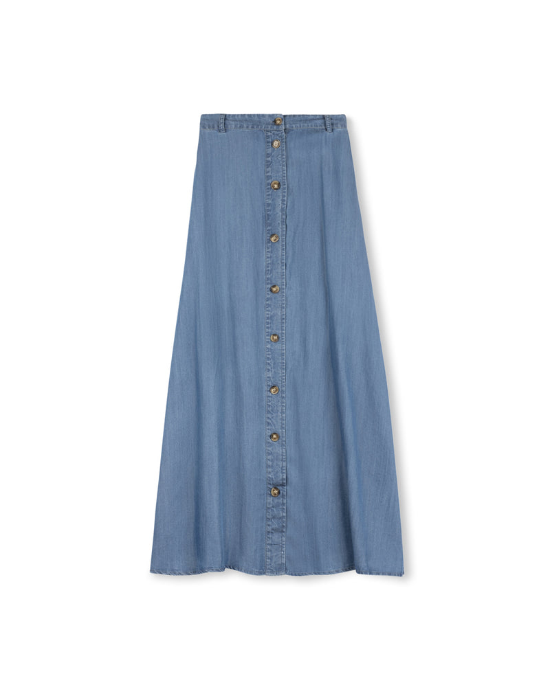 W-11504 SLATE BELT LOOP DETAIL DENIM MAXI SKIRT