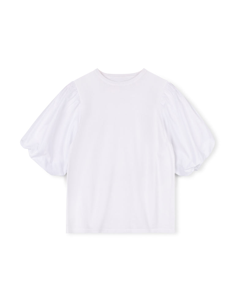 W-18985 STORY POPLIN PUFF SLEEVE TEE