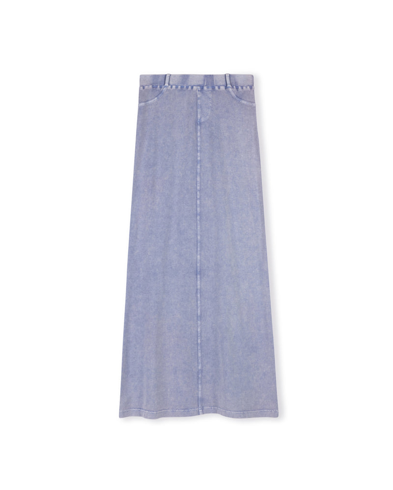 W-19754 SLATE DENIM WASHED STRAIGHT SKIRT