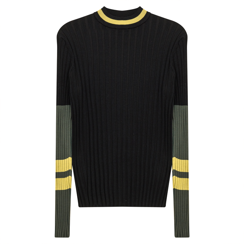 WB4CM1014TE RIB STRIPE KNIT SWEATER