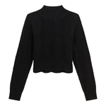 WB4CM1196TE MIUMAX MOCK NECK CROP WAVE SWEATER