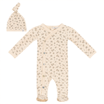 WB4CP7010 LITTLE FRAGILE BUTTON LEAF FOOTIE + BEANIE