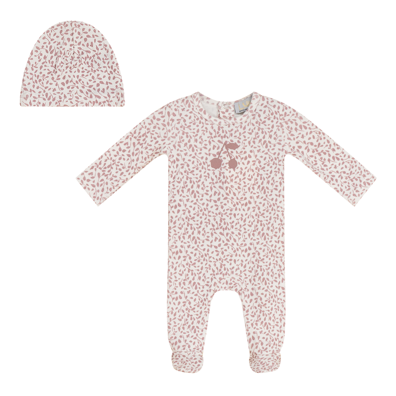 WB4CY2448 LUX CHERRY PRINT FOOTIE 3PC