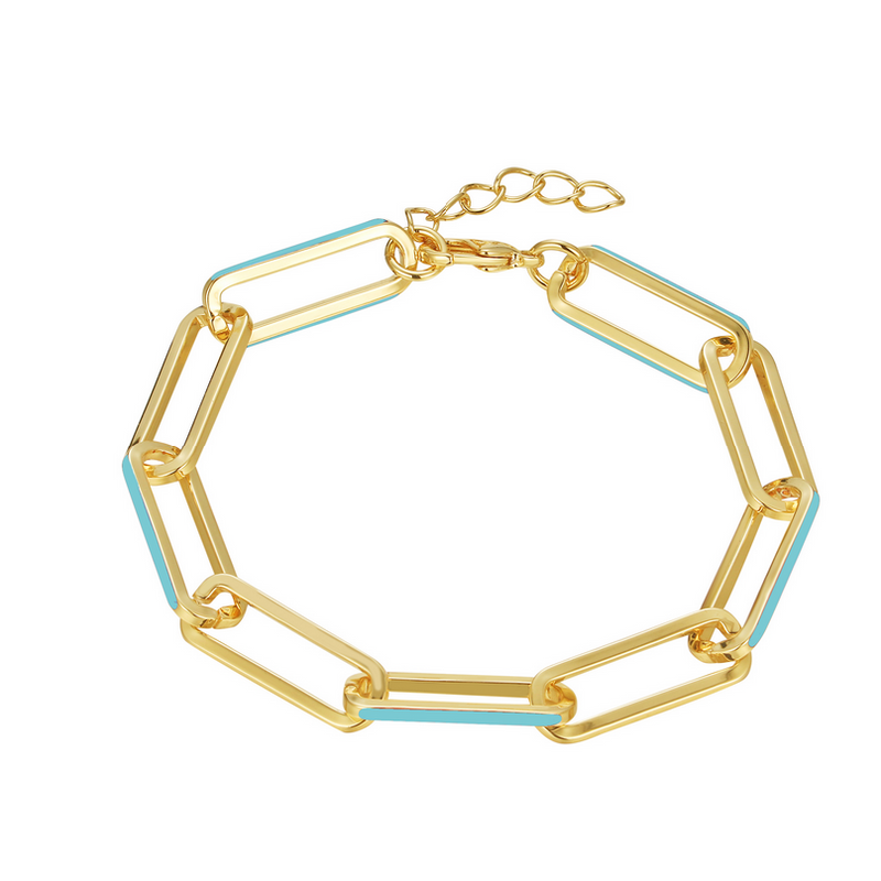 B4906 DLUX GP SRS ENAMEL PAPER CLIP CHAIN BRACELET