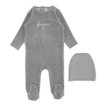 LILETTE VELOUR BONJOUR FOOTIE + BEANIE