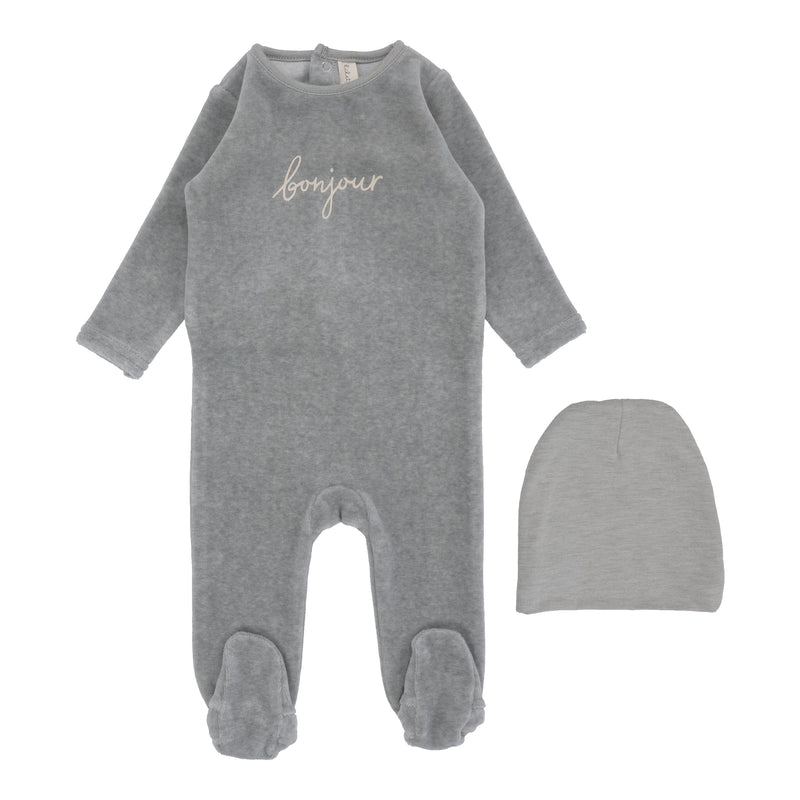 LILETTE VELOUR BONJOUR FOOTIE + BEANIE