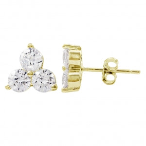 EP2548 DLUX GP SS THREE CZ POST STUD EARRINGS