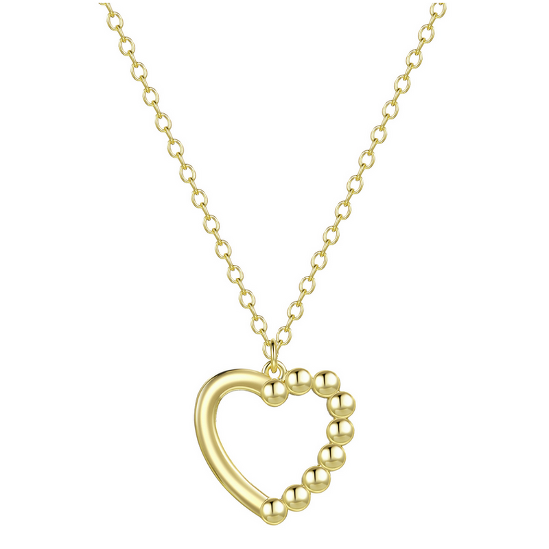 N4862 DLUX GP BRASS ONE SIDE BALL OPEN HEART NECKLACE