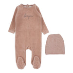 LILETTE VELOUR BONJOUR FOOTIE + BEANIE