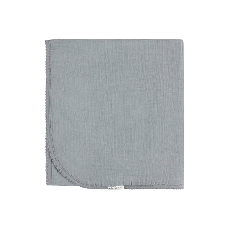 ELYS & CO SOLID MUSLIN SWADDLE SCALLOP TRIM