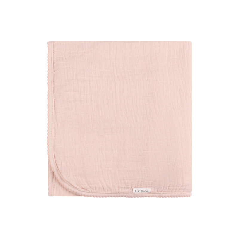 ELYS & CO SOLID MUSLIN SWADDLE SCALLOP TRIM