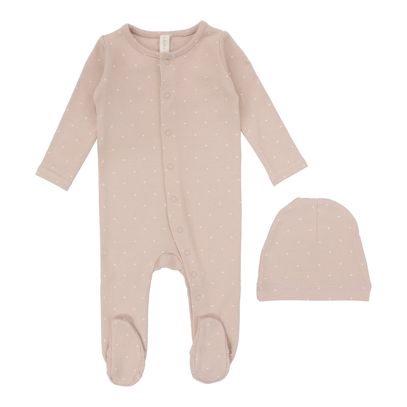 LILETTE TINY HEART FOOTIE + BEANIE