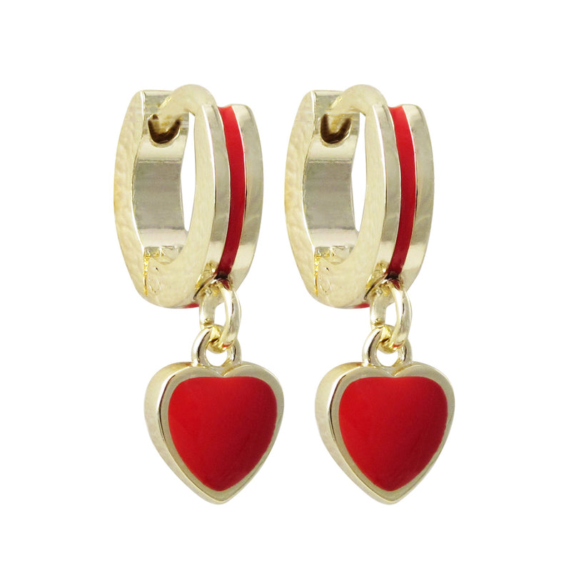 3EW4383 DELUXE SRS ENAMEL HEART HUGGIE EARRINGS