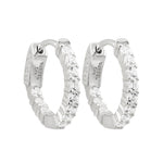 8EP280 DLUX SS STONE HOOP EARRINGS