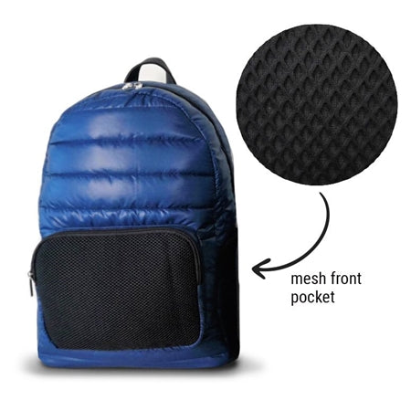 TOP TRENZ NAVY PUFFER BACKPACK W MESH STYLE