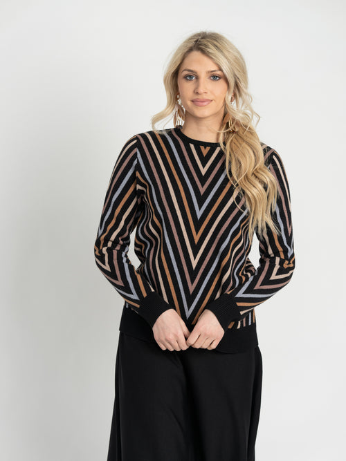 WB2CM7926TE  DICIANOVE LADIES MULTI V STRIPED SWEATER